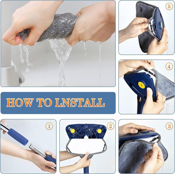 Harroz 3-in-1 Complete Home Cleaning Kit | 360° Triangle Mop, Microfiber Duster & Silicone Cleaning Gloves