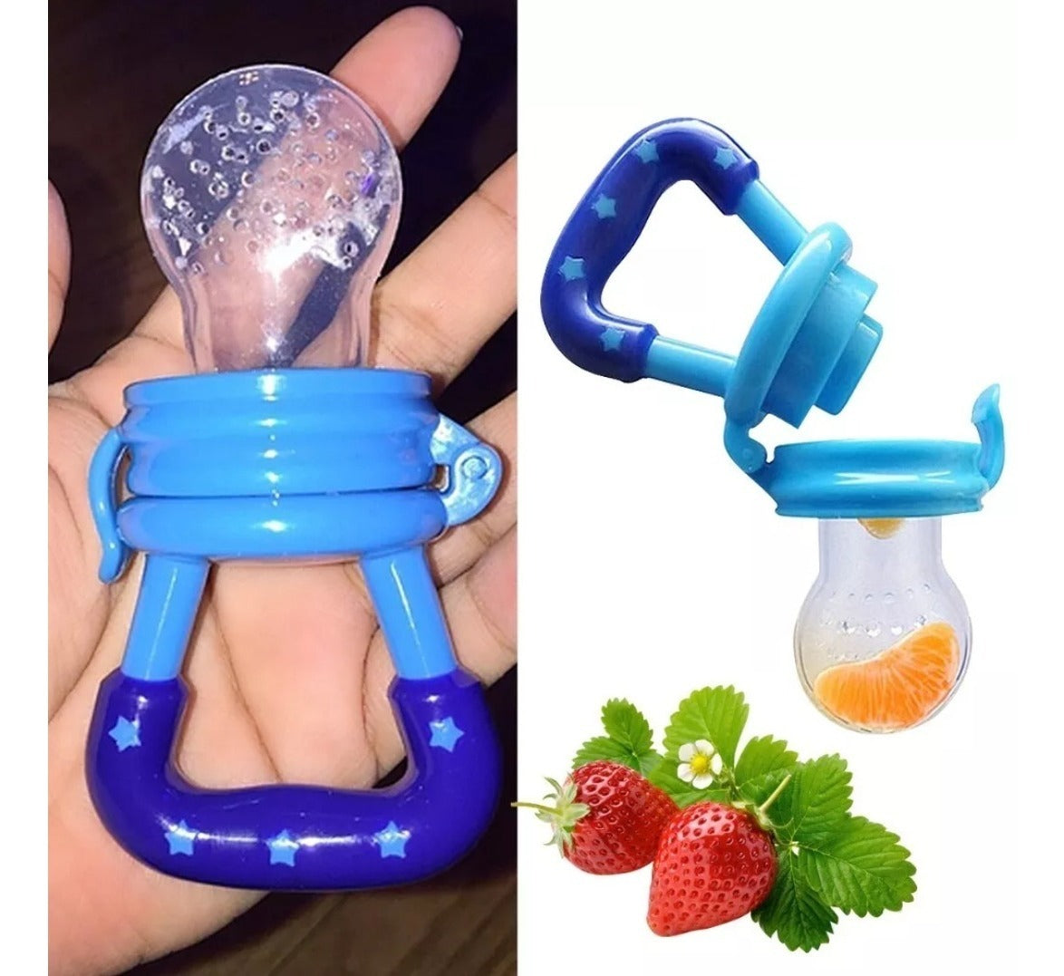 Baby Feeding Combo – Fruit Pacifier & Silicone Spoon Feeder Bottle (BPA-Free)