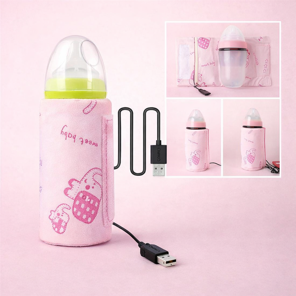 2-in-1 Baby Feeding Combo | Hands-Free Feeder Bottle + USB Milk Warmer | Free Delivery
