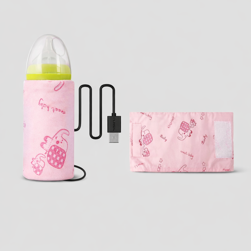 2-in-1 Baby Feeding Combo | Hands-Free Feeder Bottle + USB Milk Warmer | Free Delivery