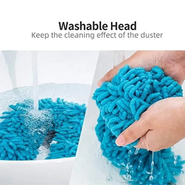 Harroz 3-in-1 Complete Home Cleaning Kit | 360° Triangle Mop, Microfiber Duster & Silicone Cleaning Gloves