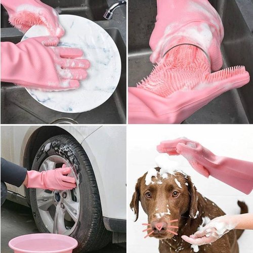 Harroz 3-in-1 Complete Home Cleaning Kit | 360° Triangle Mop, Microfiber Duster & Silicone Cleaning Gloves