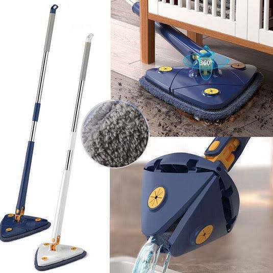 Harroz 3-in-1 Complete Home Cleaning Kit | 360° Triangle Mop, Microfiber Duster & Silicone Cleaning Gloves
