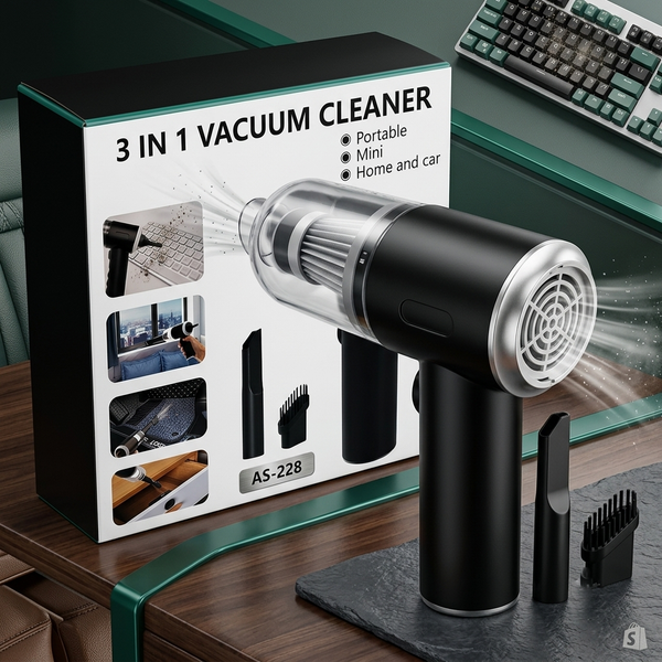 Rechargeable 3-in-1 Portable Vacuum Cleaner, Air Duster & Air Blower