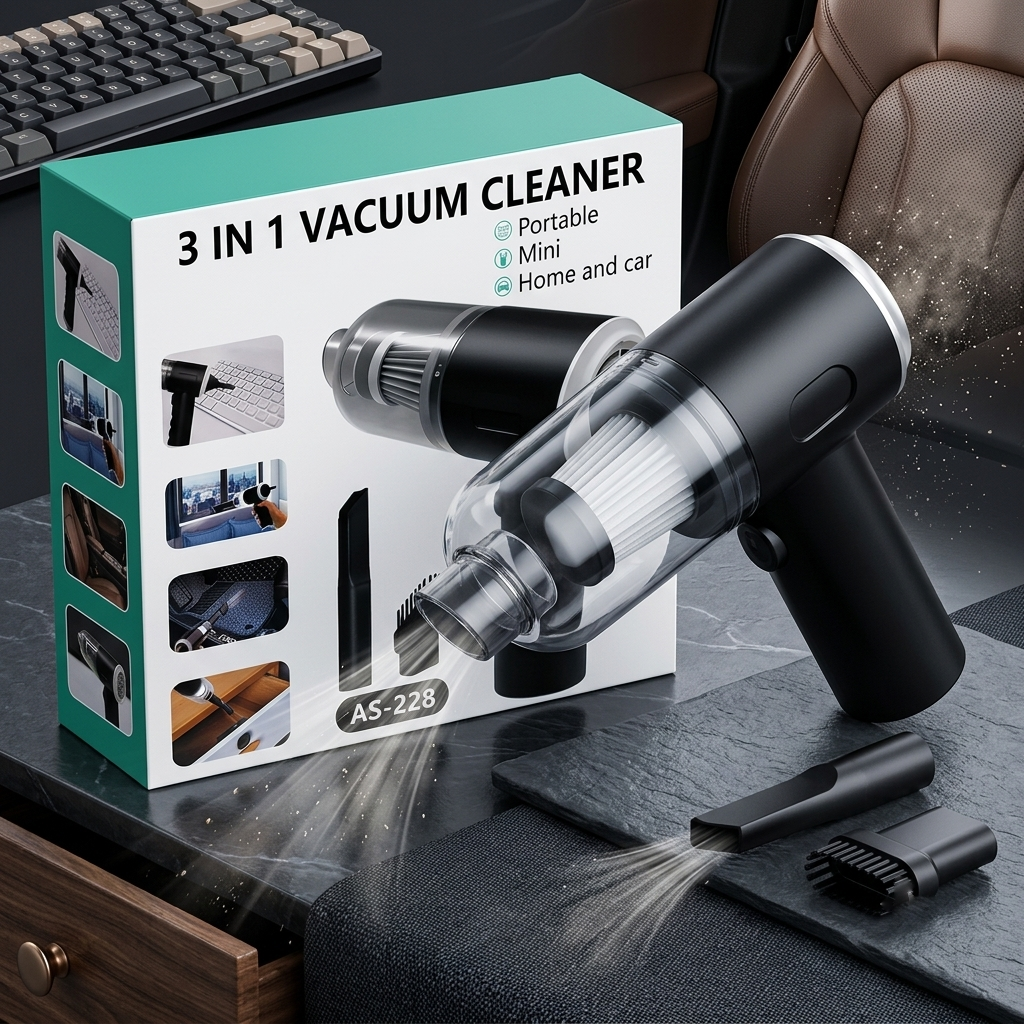Rechargeable 3-in-1 Portable Vacuum Cleaner, Air Duster & Air Blower