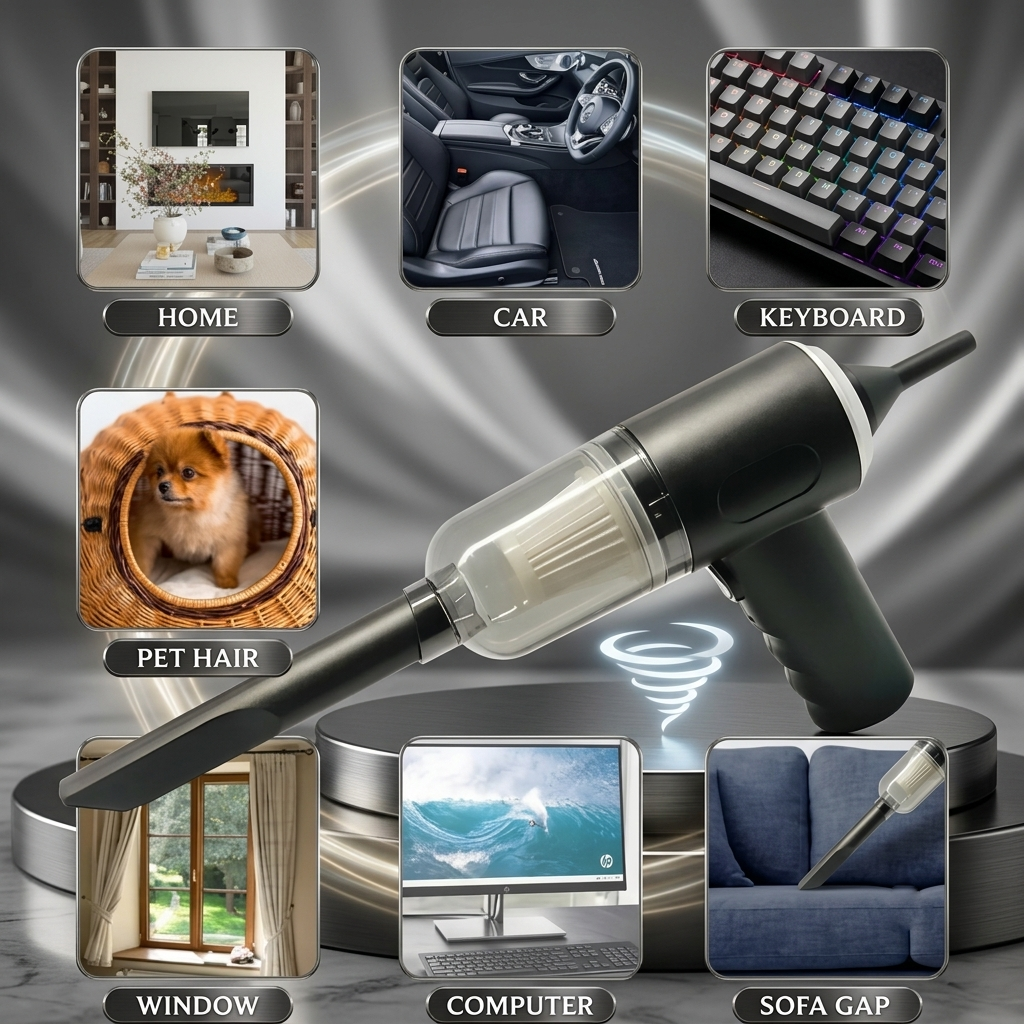 Rechargeable 3-in-1 Portable Vacuum Cleaner, Air Duster & Air Blower