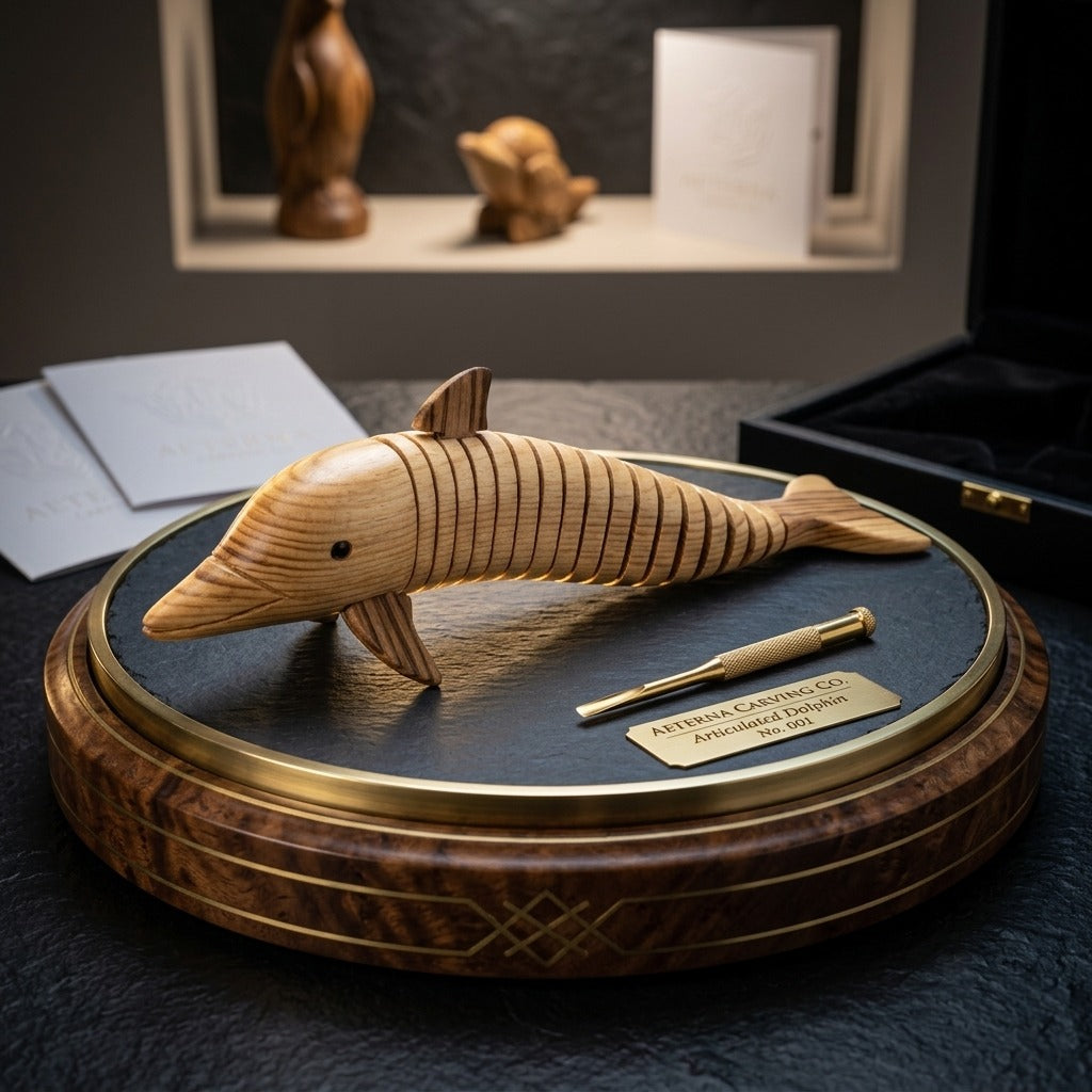Handcrafted Flexible Wooden Dolphin Sculpture | Wooden Desk Decor | Harroz Pakistan