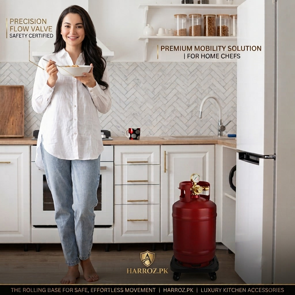 Heavy Duty Gas Cylinder Trolley with Wheels | Movable LPG Cylinder Stand | Harroz Pakistan