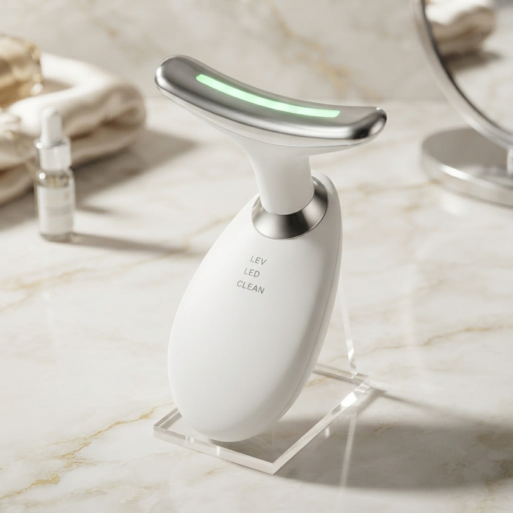 3-in-1 Rechargeable Face & Neck Massager | Red Light Therapy & Microcurrent Beauty Device | Harroz Pakistan
