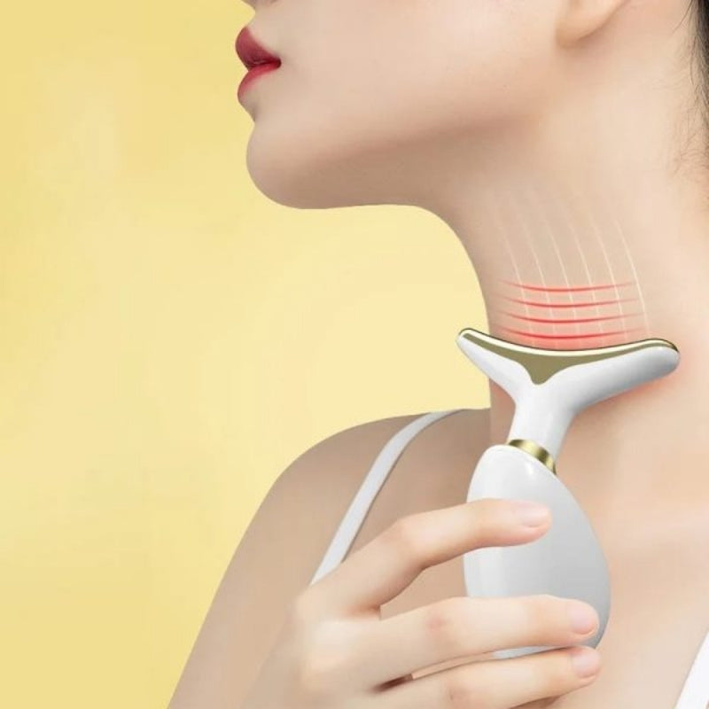 3-in-1 Rechargeable Face & Neck Massager | Red Light Therapy & Microcurrent Beauty Device | Harroz Pakistan