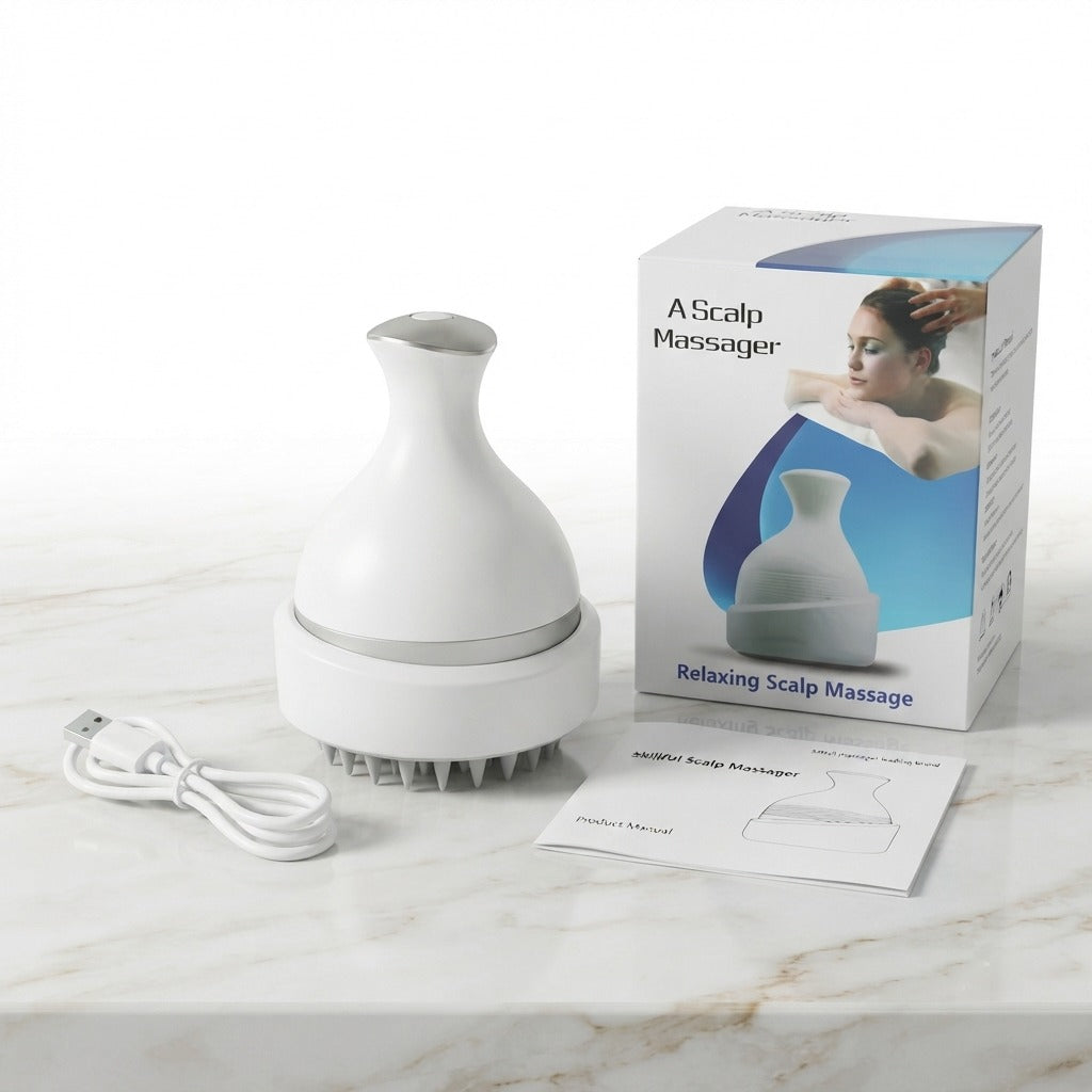 Electric Scalp Massager | 4 Head Rechargeable Full Body Massage Device | Harroz Pakistan
