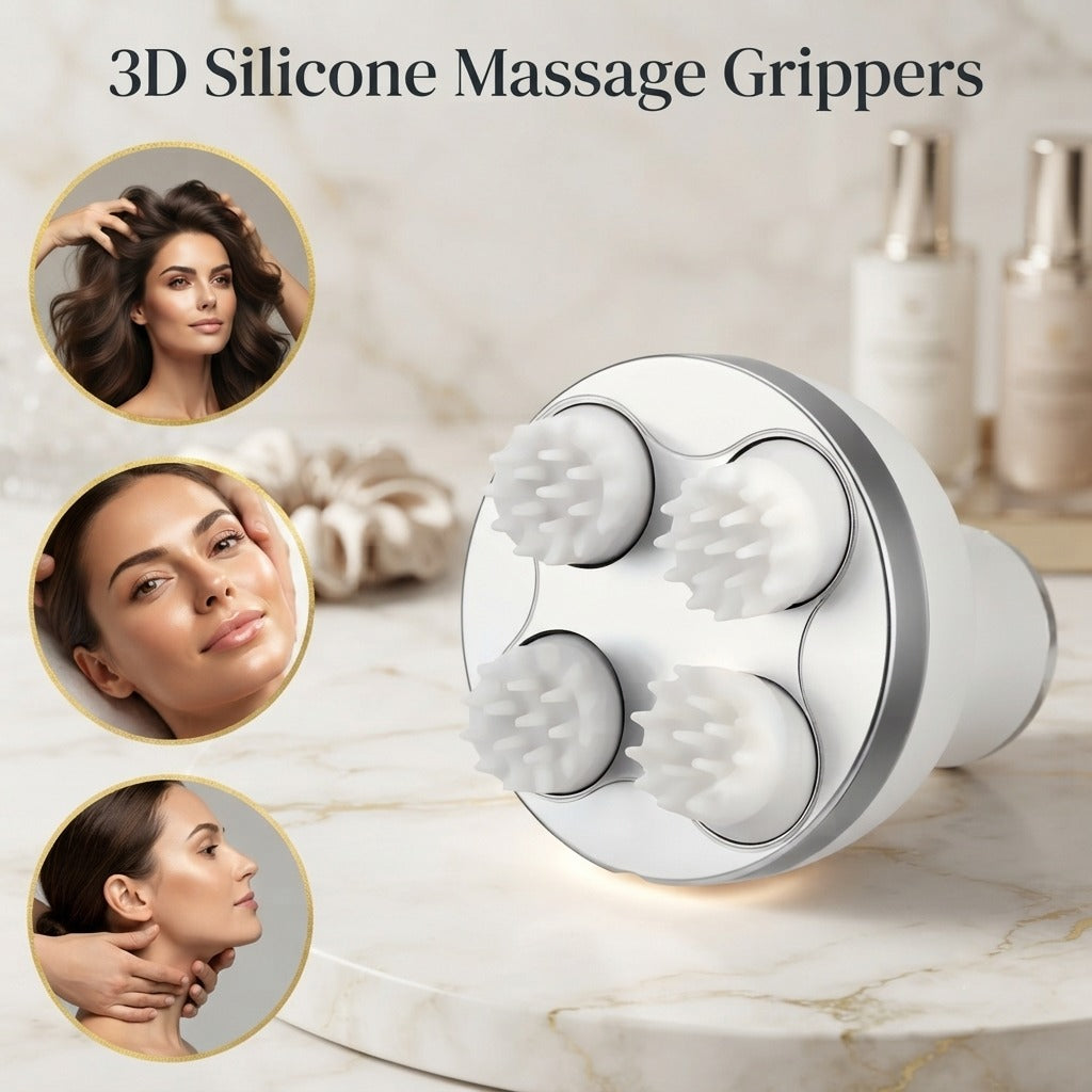 Electric Scalp Massager | 4 Head Rechargeable Full Body Massage Device | Harroz Pakistan