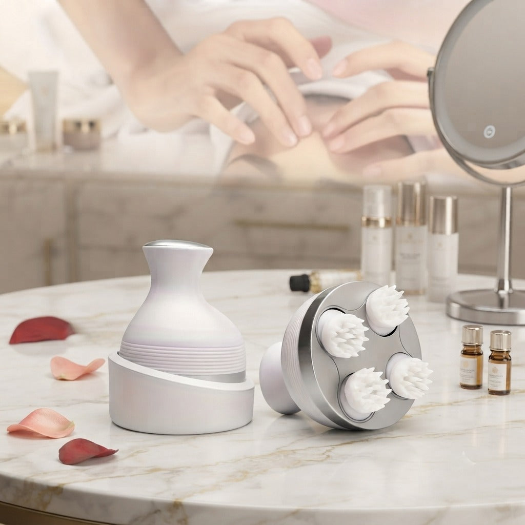Electric Scalp Massager | 4 Head Rechargeable Full Body Massage Device | Harroz Pakistan