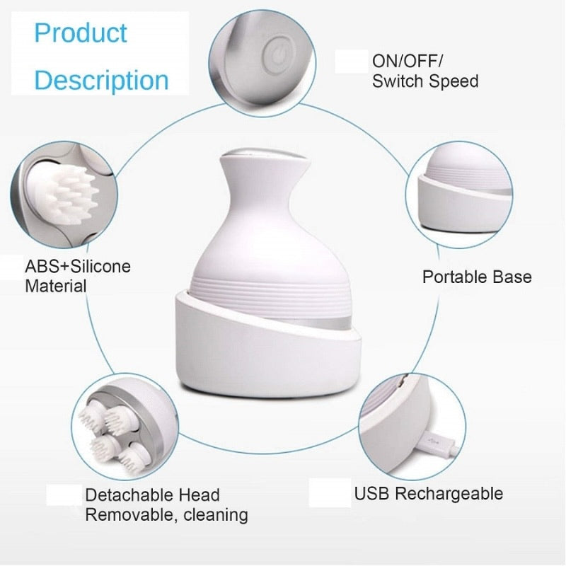 Electric Scalp Massager | 4 Head Rechargeable Full Body Massage Device | Harroz Pakistan