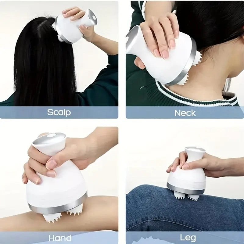 Electric Scalp Massager | 4 Head Rechargeable Full Body Massage Device | Harroz Pakistan