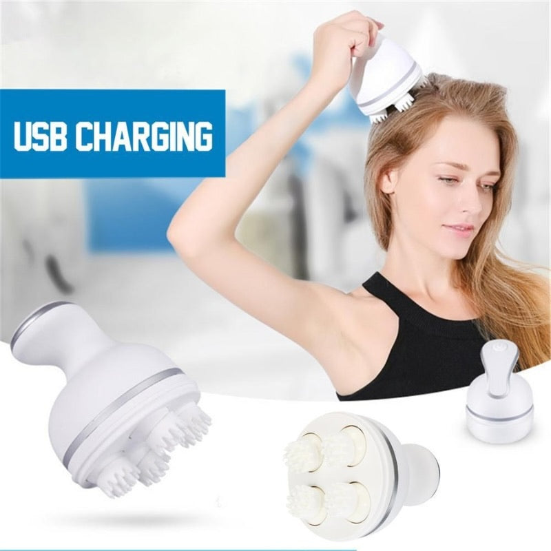 Electric Scalp Massager | 4 Head Rechargeable Full Body Massage Device | Harroz Pakistan