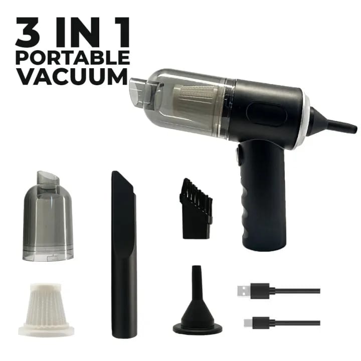 Rechargeable 3-in-1 Portable Vacuum Cleaner, Air Duster & Air Blower