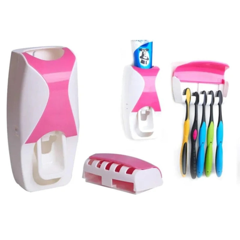Bathroom Organizer Combo – Toiletry Bag & Toothpaste Dispenser