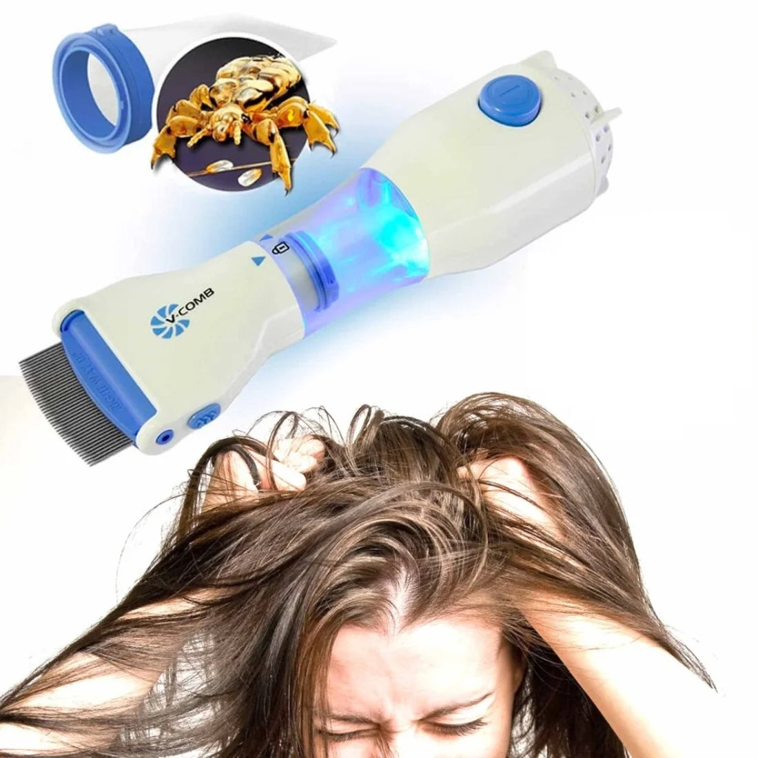 Harroz Electric V-Comb Lice Removal Device | Chemical-Free Vacuum Comb for Kids & Adults