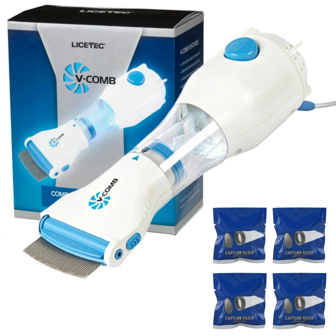 Harroz Electric V-Comb Lice Removal Device | Chemical-Free Vacuum Comb for Kids & Adults