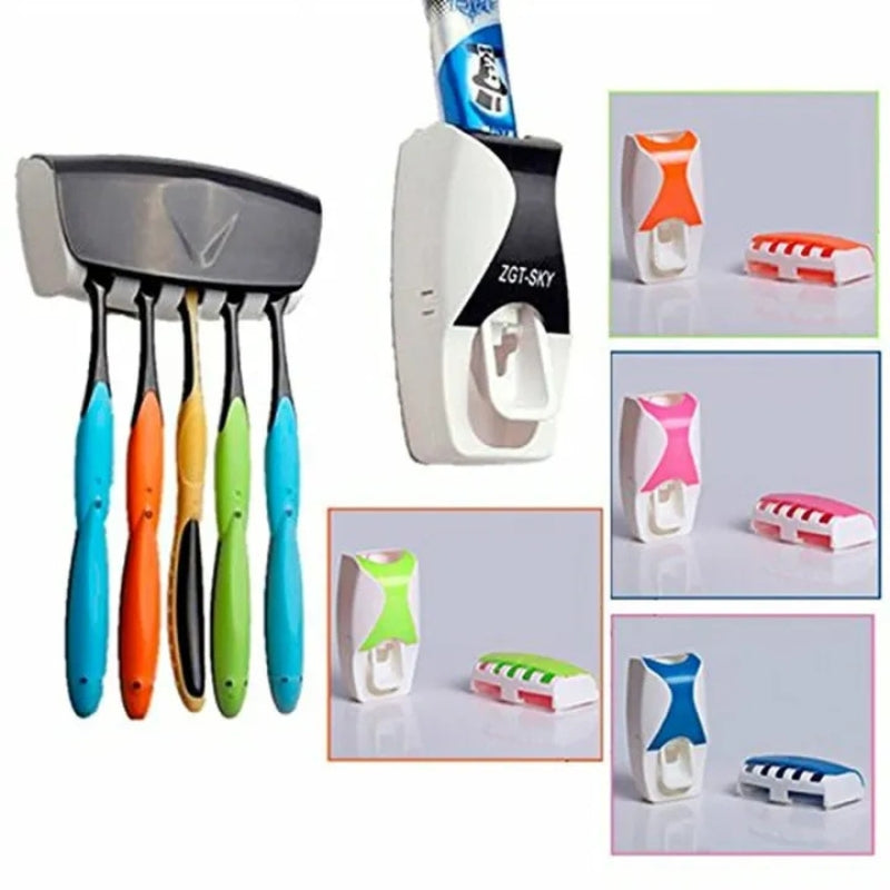 Bathroom Organizer Combo – Toiletry Bag & Toothpaste Dispenser