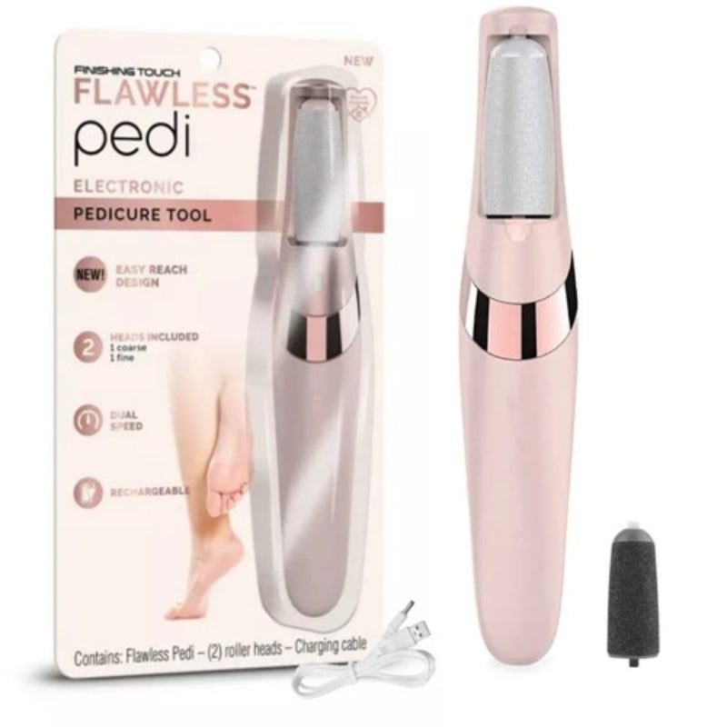 Harroz Flawless Rechargeable Pedicure & Callus Remover | Cordless Electric Foot Care Kit with Dual Roller Heads