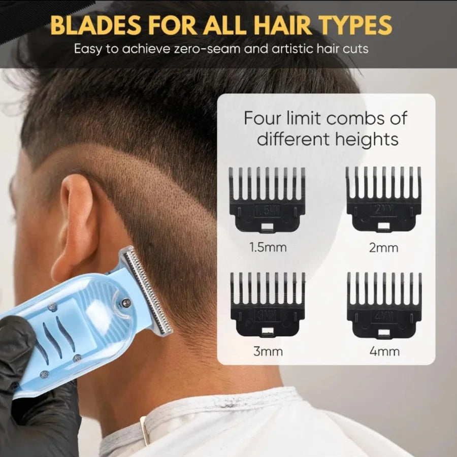 Harroz Transparent LCD Professional Hair Trimmer | USB Rechargeable Beard & Hair Clipper Kit