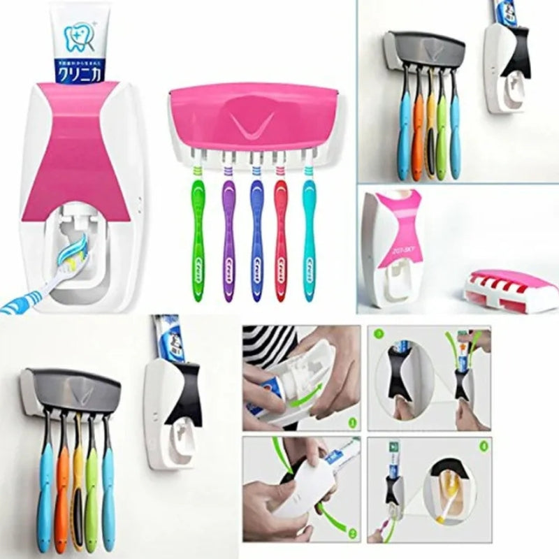 Bathroom Organizer Combo – Toiletry Bag & Toothpaste Dispenser