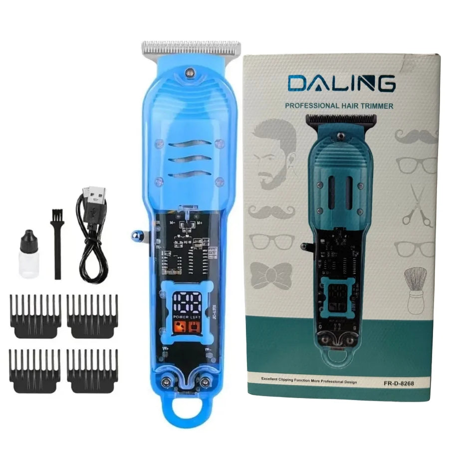 Harroz Transparent LCD Professional Hair Trimmer | USB Rechargeable Beard & Hair Clipper Kit